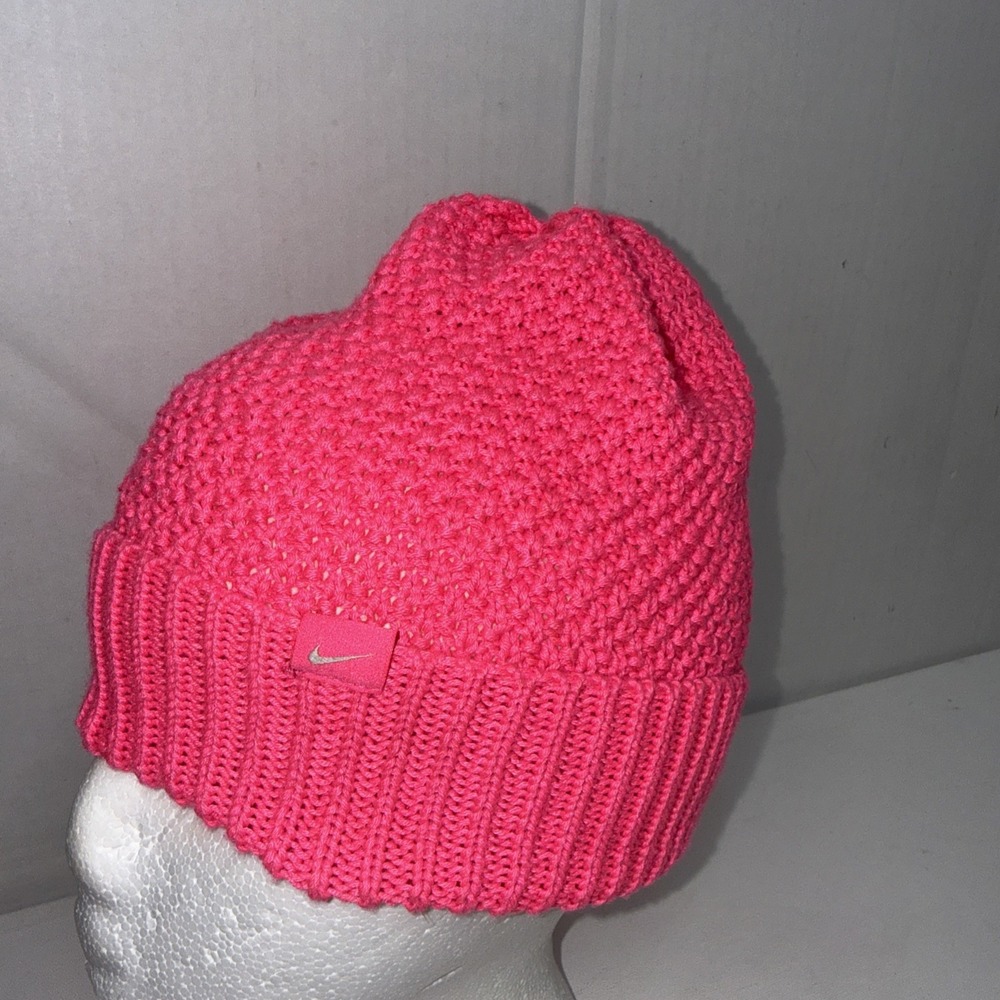 Nike Peak Waffle Knit‎ Beanie Adult Unisex Hot Pink Hi Vis Running Toboggan Hat